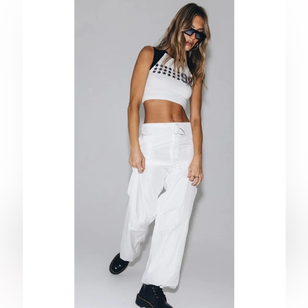 Princess Polly white parachute pants